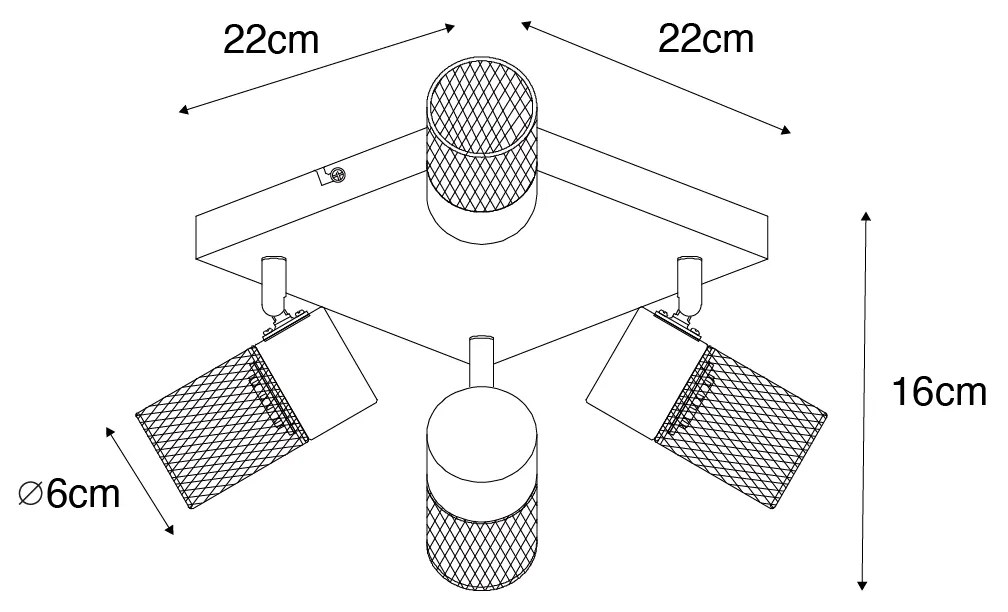 Industrialny reflektor sufitowy czarny 4-punktowy regulowany - Jim