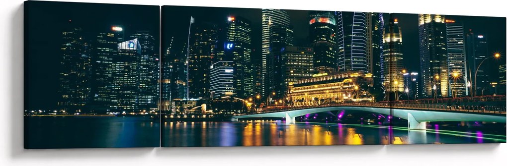 Obraz Singapuru nocą (170x50 cm)