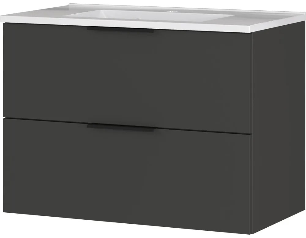 Antracytowa niska szafka wisząca z umywalką 81x61 cm Crandon – Germania
