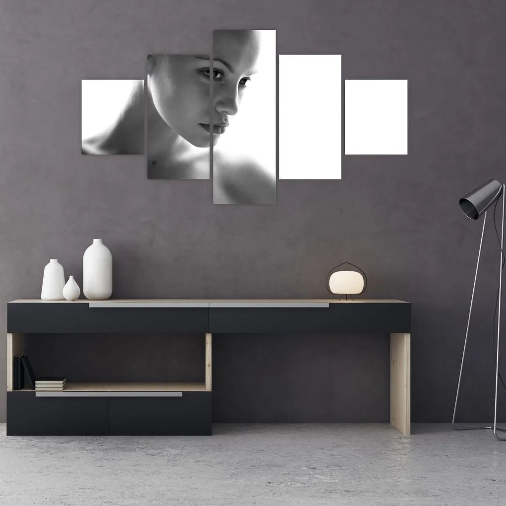 Obraz - czarno - biały portret kobiety (125x70 cm)