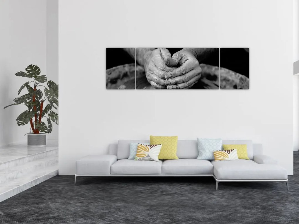 Obraz czarno-biały - garncarstwo (170x50 cm)