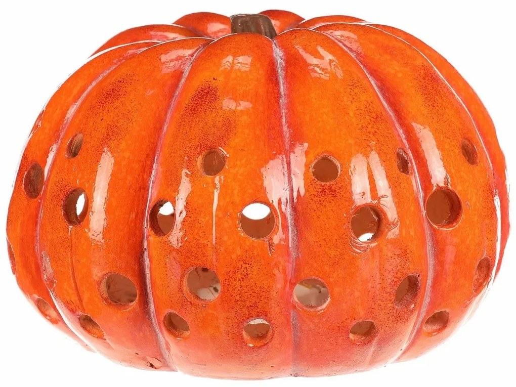Duża jesienna dekoracja LED Dynia z otworami, 33 x33 x 21 cm, magnez