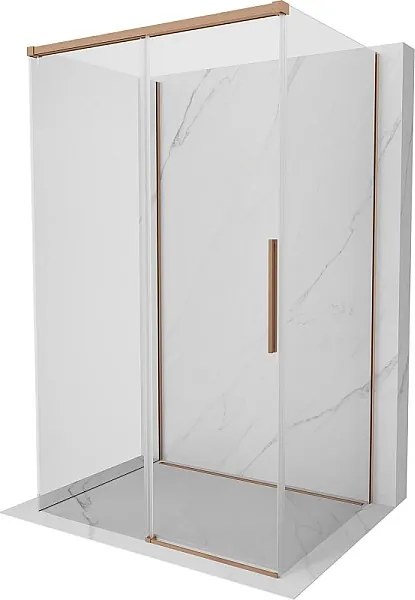 Mexen Rox-3S kabina prysznicowa 3-ścienna rozsuwana 155 x 110 cm, transparent, miedź szczotkowana - 8C2-155-110-65-00-3S