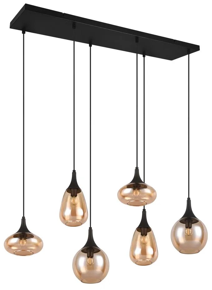 Czarno-pomarańczowa lampa wisząca ze szklanym kloszem Lumina – Trio
