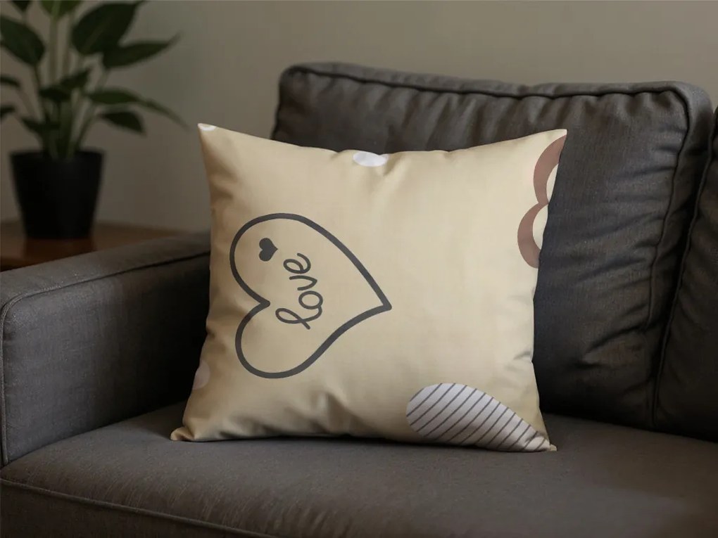 Bawełniana poszewka na poduszkę DEAMON POLY 45x45 cm, beżowy