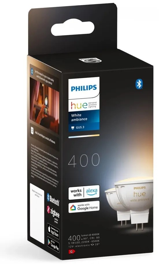 Inteligentne żarówki z gwintem GU 5,3, 5 W zestaw 2 szt. White ambiance – Philips Hue