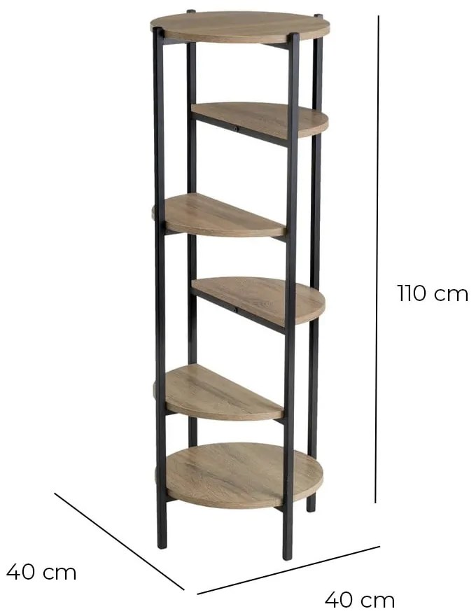 Czarny regał w dekorze dębu 40x110 cm – Casa Selección