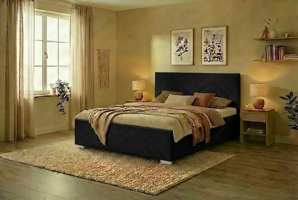 Łóżko CINDY 160x200 cm Czarny Bez materaca