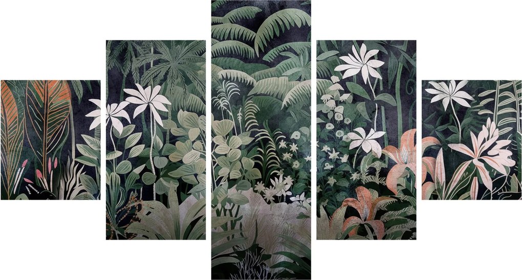 Obraz - Malowany wzór dżungli (125x70 cm)