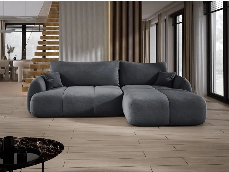 Narożnik COCO z funkcją spania, poduszkami i pojemnikiem Cloud 91 Ciemny Szary