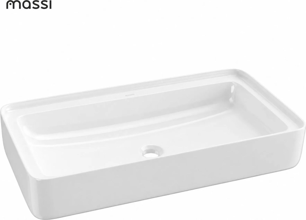 Umywalka ceramiczna nablatowa prostokątna biała bez otworu na baterię 76 x 41 cm KLUDE