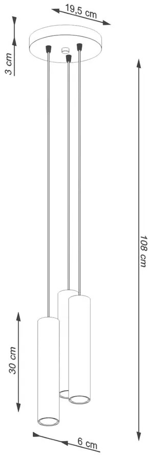 Nowoczesna czerwona lampa trzyramienna - 5X M060 F1-A32