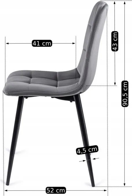 Zestaw Stół Kwadratowy Rozkładany MAX 80-160 cm Dąb Craft/Czarny i 4 Krzesła PERU Szare Welurowe