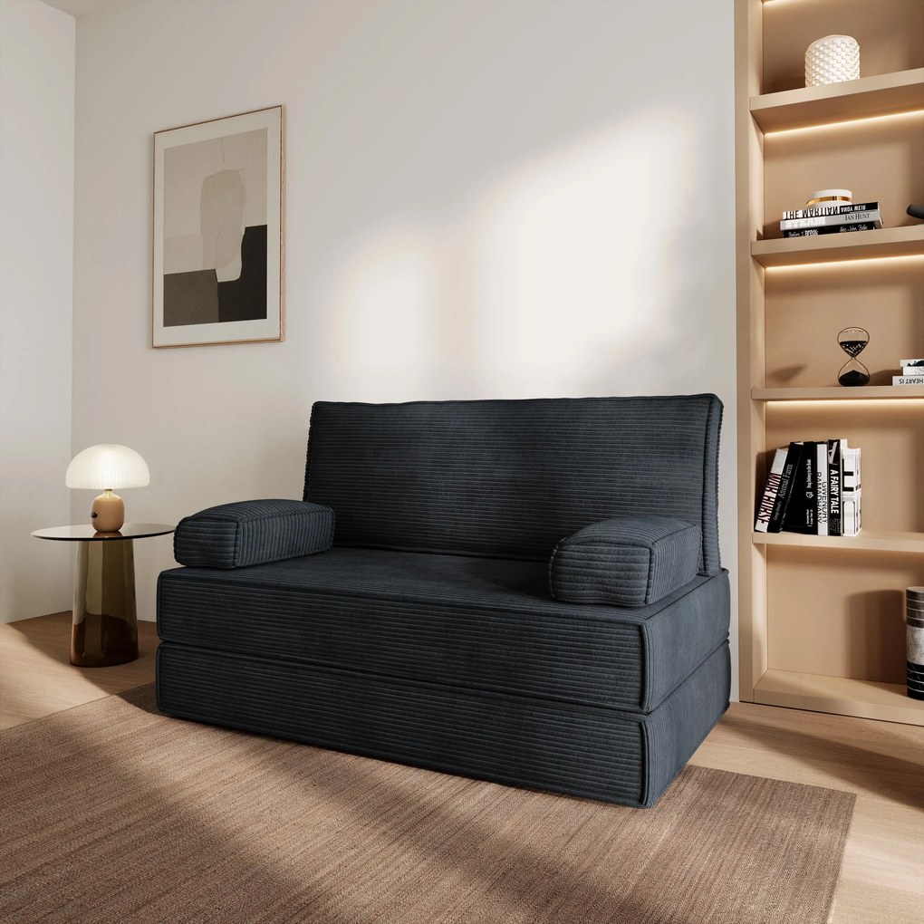 Masseno Sofa piankowa LADIA z funkcją spania - Czarny - POSO 135 / Bez stelaża