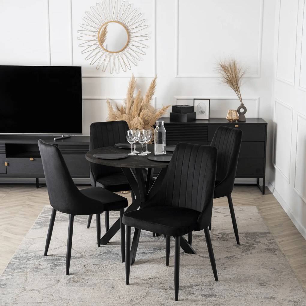 Stół Okrągły LAUREN 90 cm Czarny Loft Nowoczesny