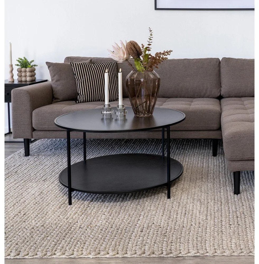 Czarny okrągły stolik z czarnym blatem ø 80 cm Vita – House Nordic
