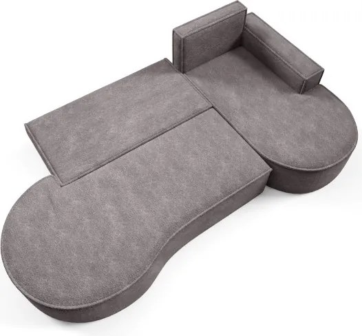 Narożnik MOLLY Prawostronny z funkcją spania, wolnostojący tkanina ABRIAMO 07 Szary