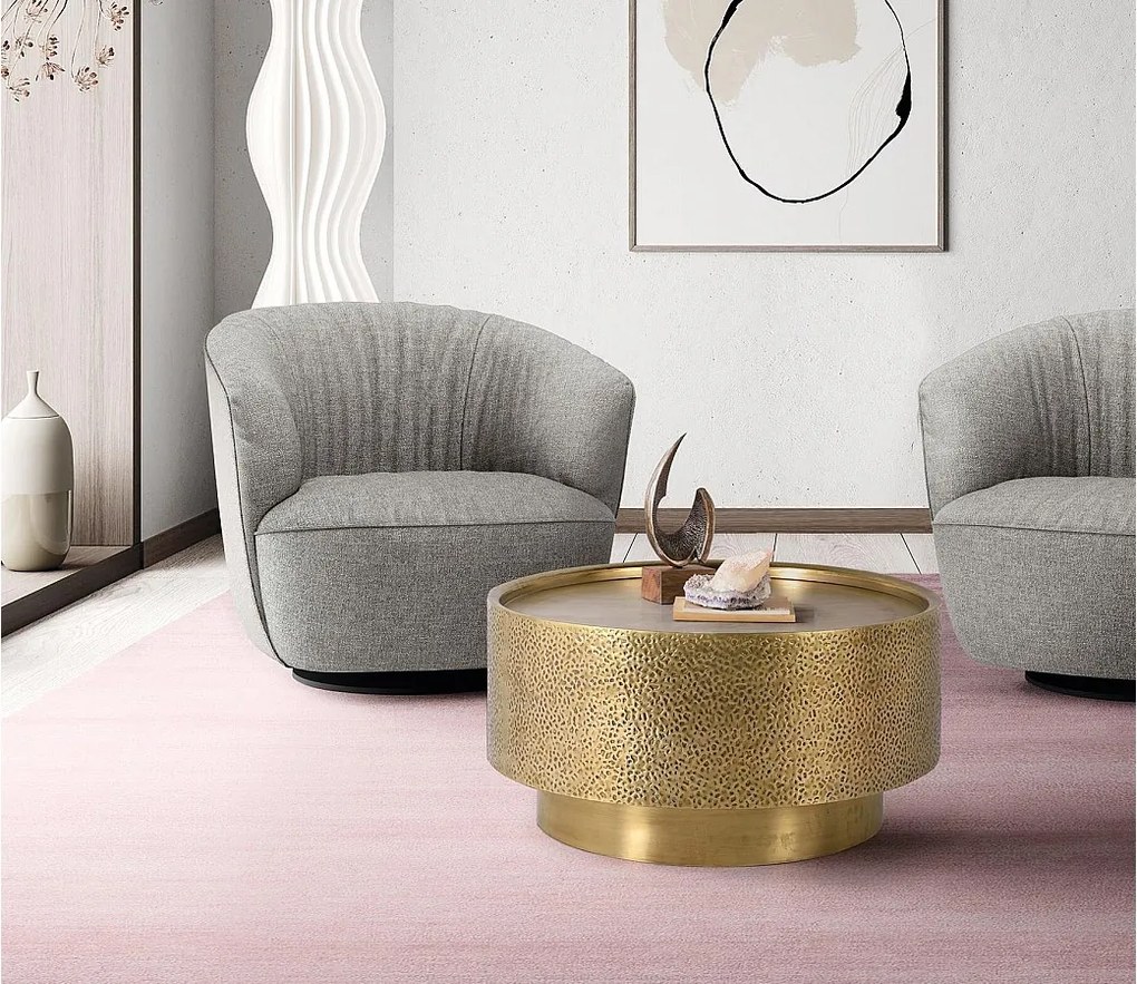 Stół z aluminium i złotego brązu