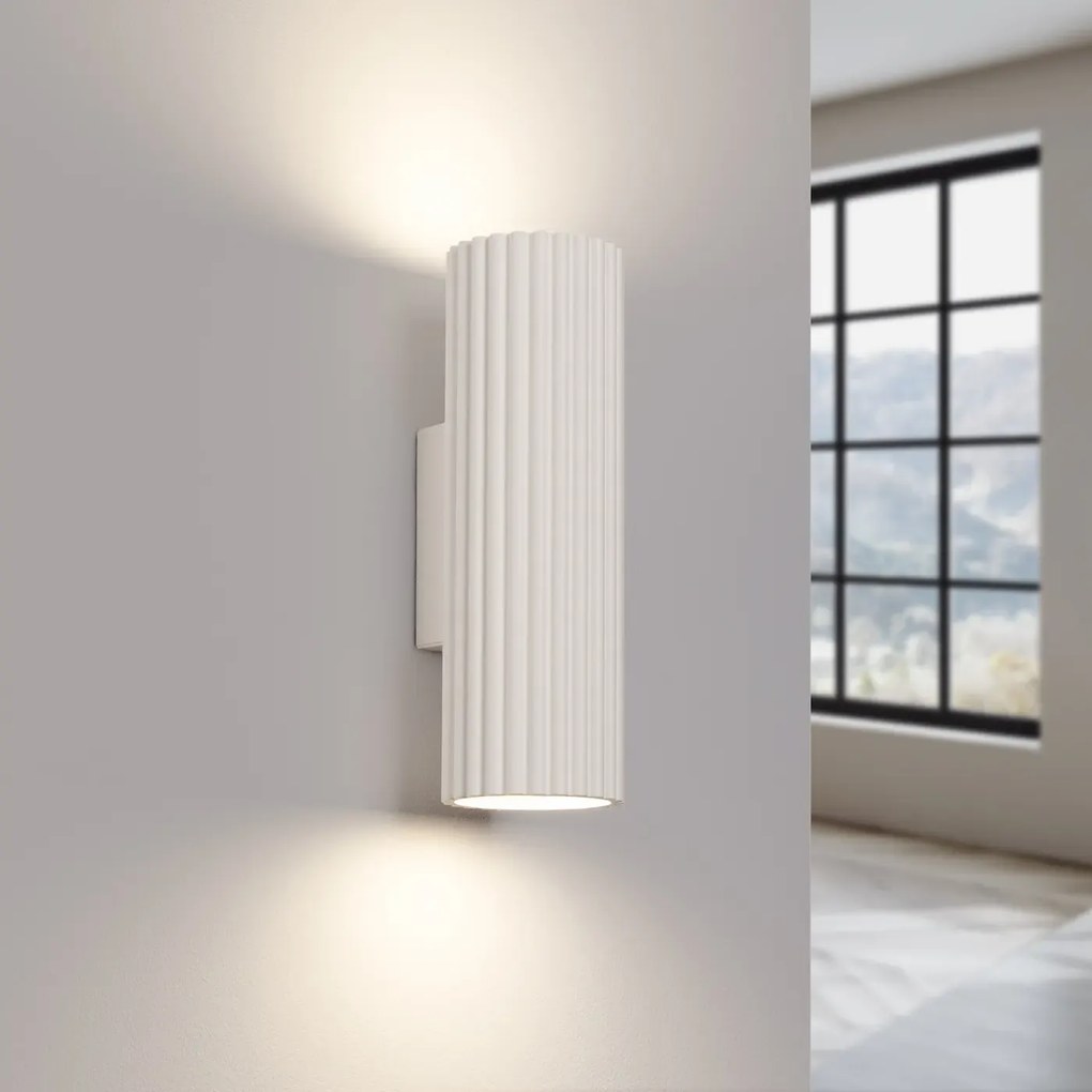 Kinkiet KARBON 20 beżowy ryflowany SOLLUX LIGHTING