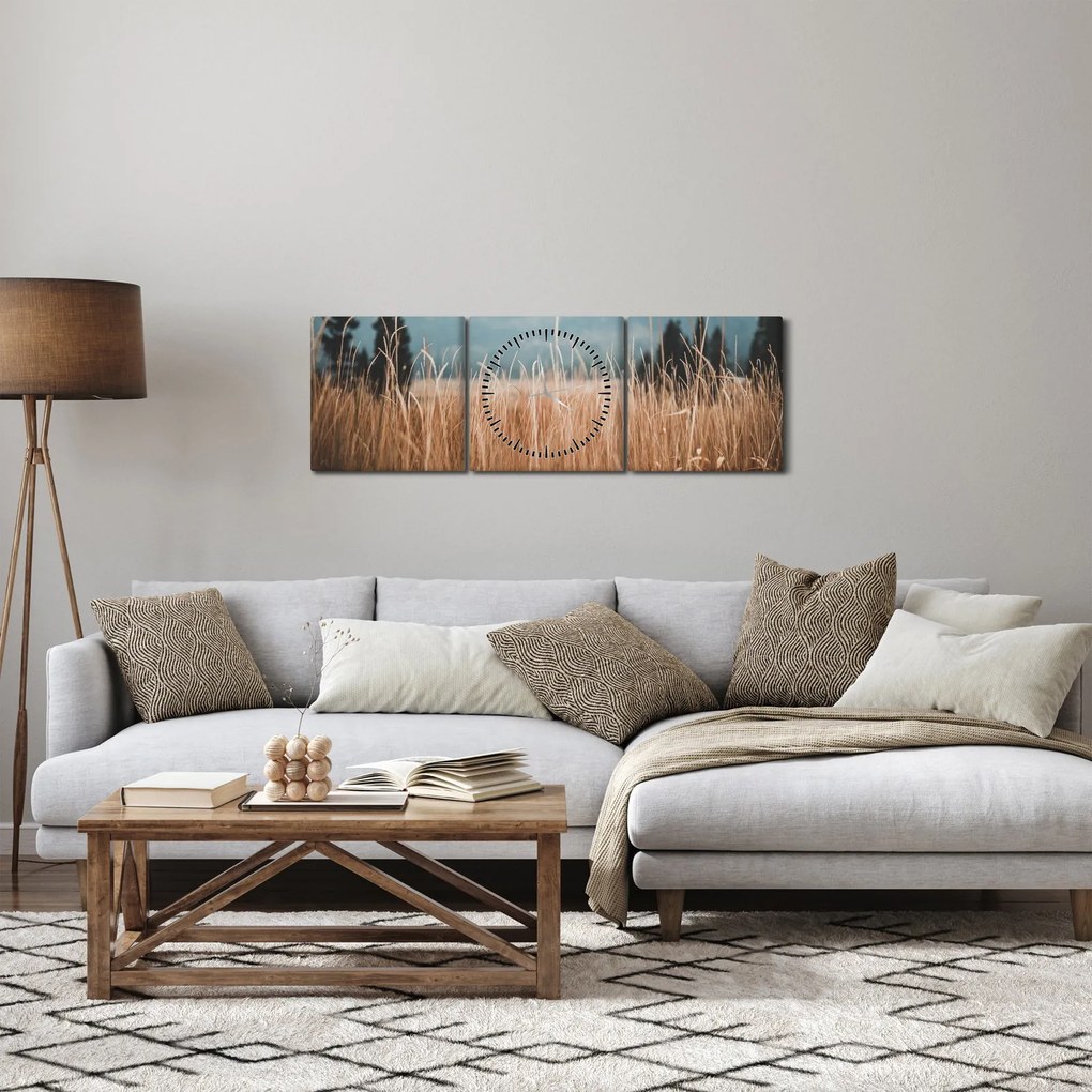Obraz - szczegół łąki (z zegarem) (90x30 cm)