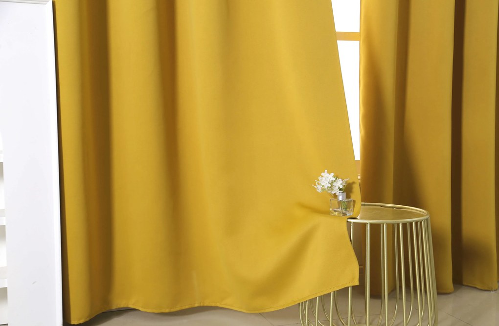 Żółta zasłona OXFORD 140x250 cm Zawieszanie: Taśma z wiązaniami
