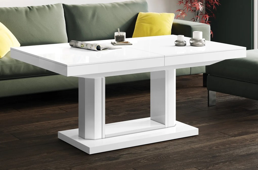 Ławostół z podnoszonym i rozkładanym blatem Quadro Lux biały