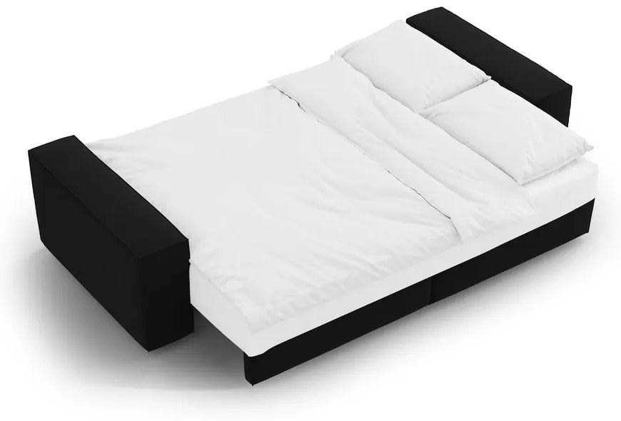 Czarna aksamitna rozkładana/ze schowkiem sofa 247 cm Jodie – Micadoni