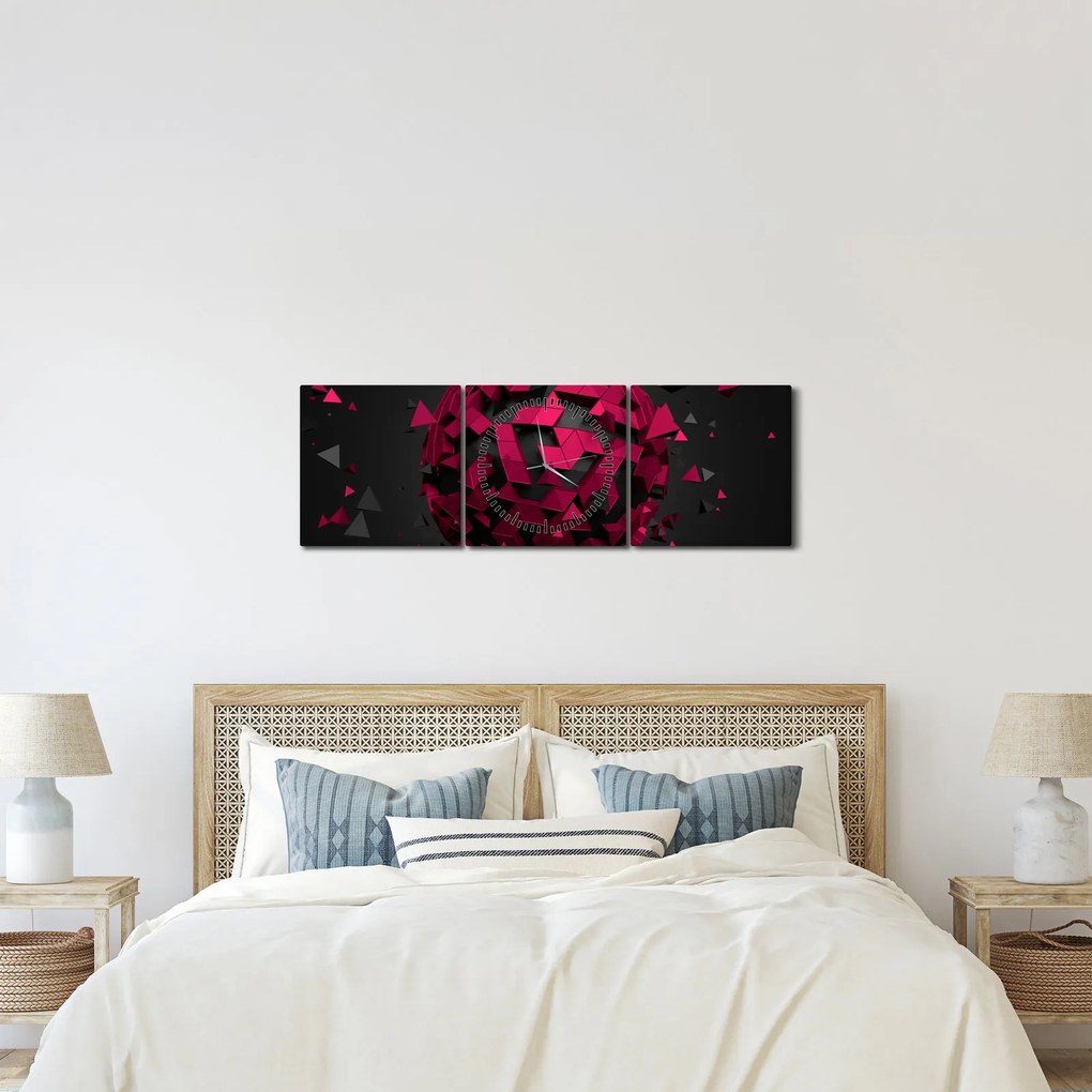 Obraz abstrakcji 3D (z zegarem) (90x30 cm)