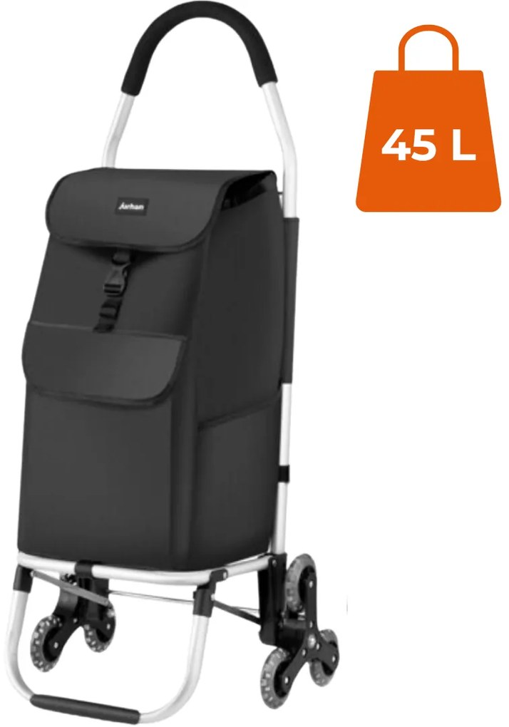 Jurhan Torba na zakupy Shopper na kółkach do schodów 45L, 101x45x39, kolor czarny