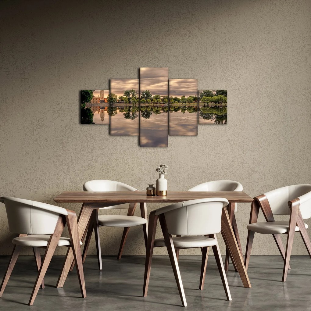 Obraz jeziora i drzew (125x70 cm)