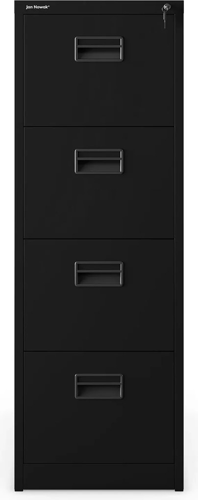 Metalowa szafka kartotekowa 46x62x132 cm Sara V4, czarna