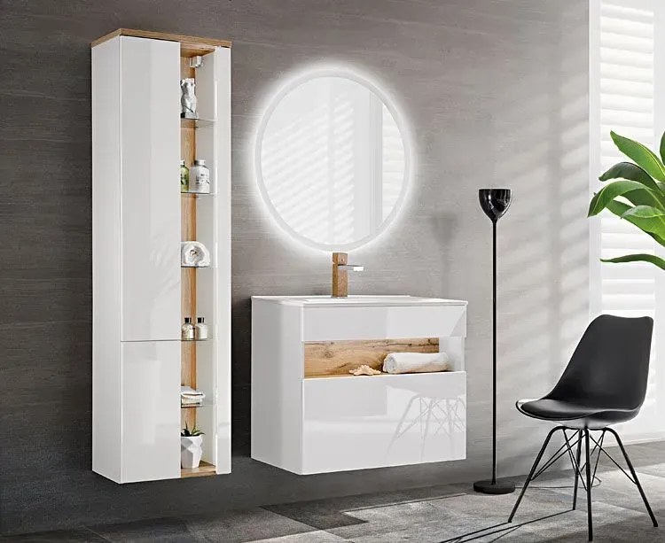 Podwieszana szafka pod umywalkę biały połysk 60 cm T2-K62