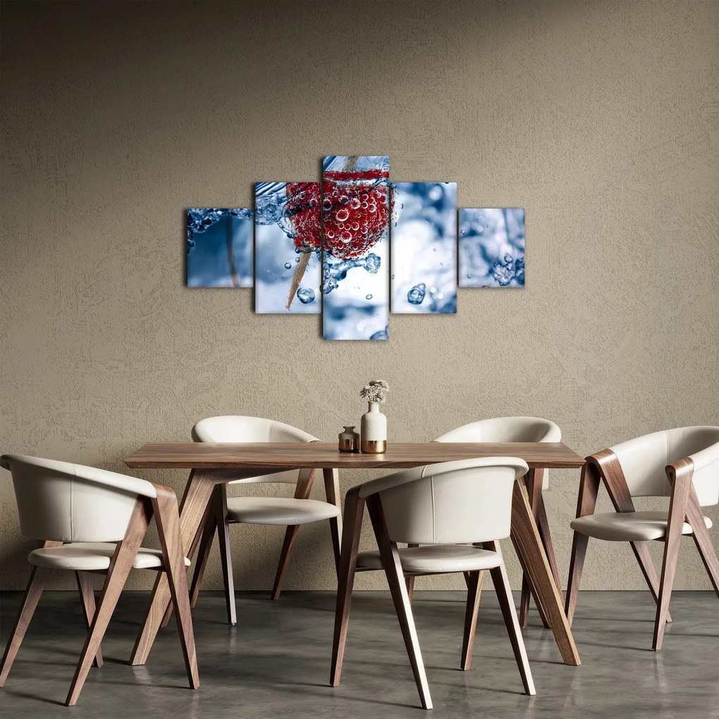 Obraz - szczegół maliny w wodzie (125x70 cm)