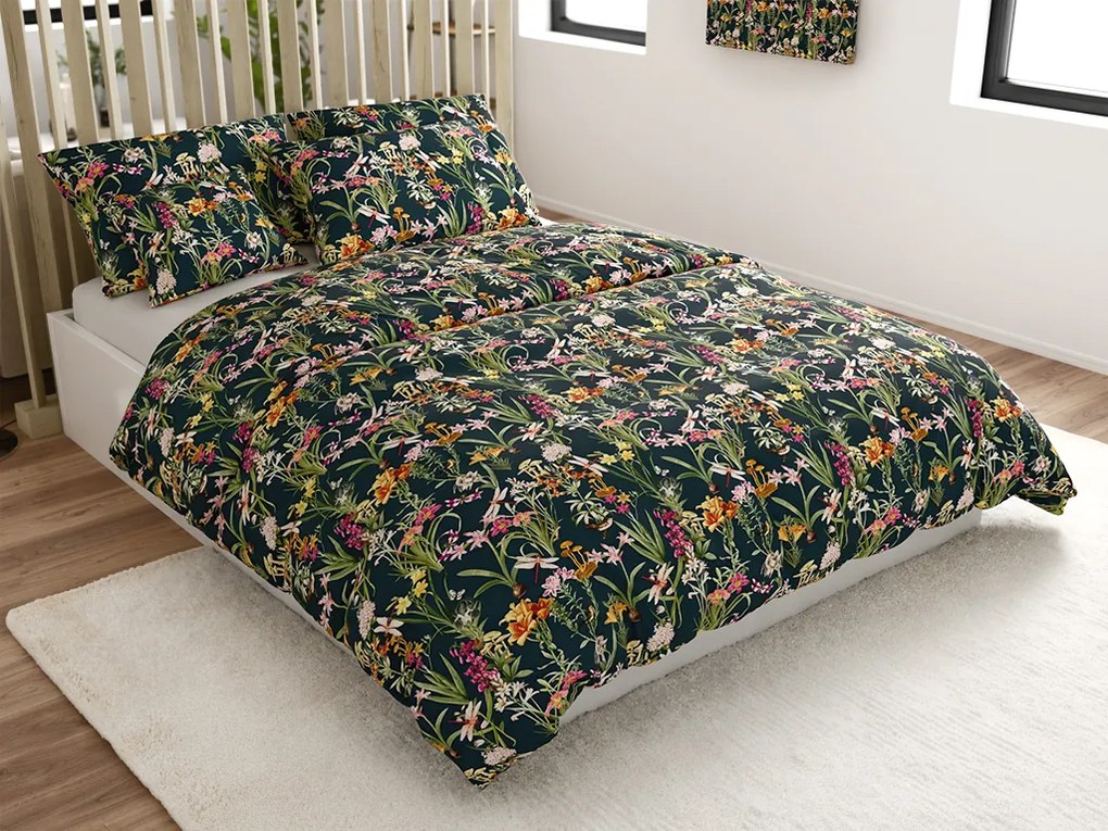 PrzytulneMieszkanie.pl PrzytulneMieszkanie.pl Bawełniana pościel MYSTIC GARDEN ciemnozielona Rozmiar pościeli: 70 x 90 cm | 140 x 220 cm