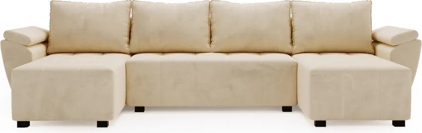 Rozkładana sofa narożna w kształcie U LIVARO 305x140 cm, kremowa