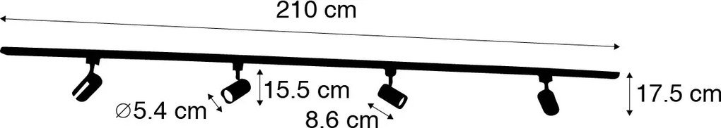 Nowoczesny system szynowy srebrny 4-światła 1-fazowy - Yade