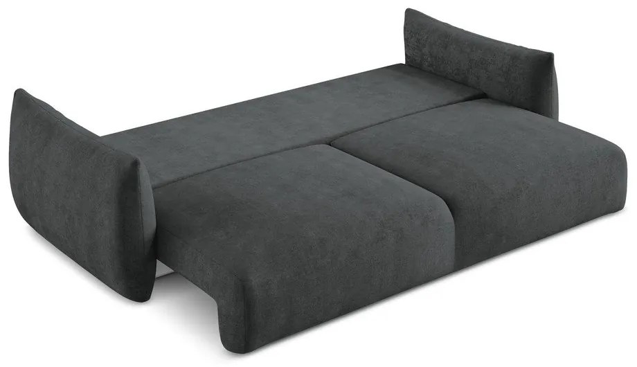Ciemnoszara rozkładana sofa z tkaniny szenilowej 230 cm Leila – Makamii