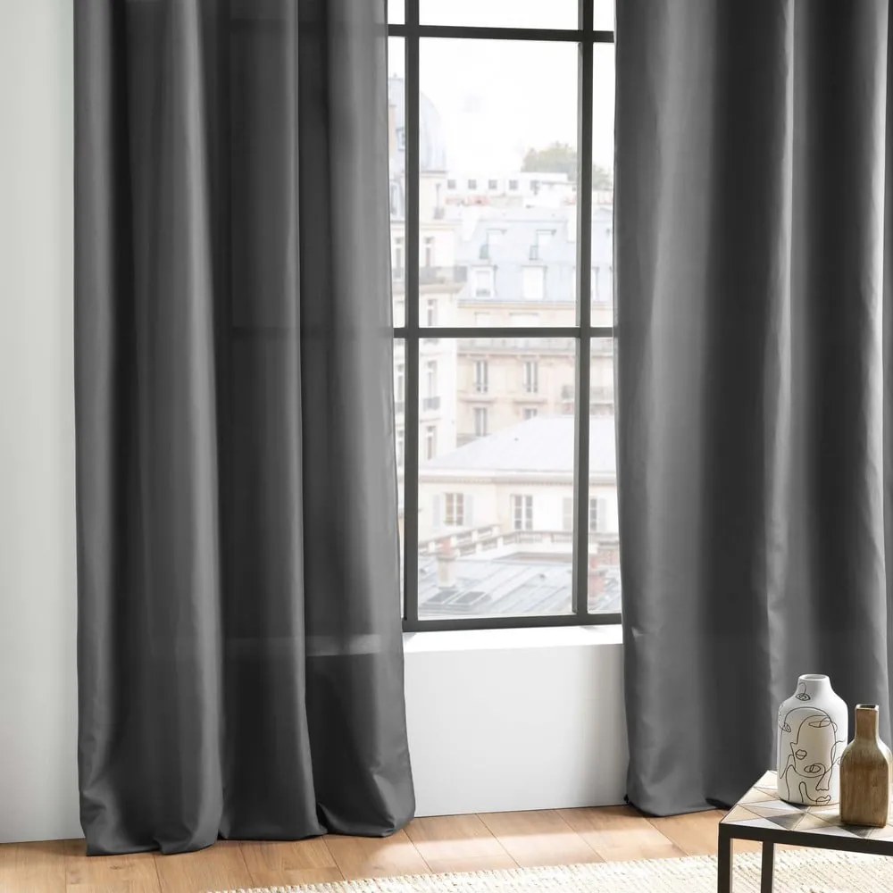 Antracytowa zasłona z mikrowłókna 140x280 cm Absolu – douceur d'intérieur