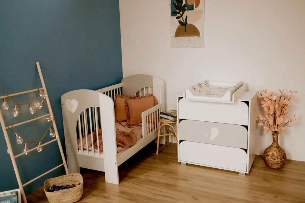 Komoda dla dzieci MAJA 80cm biała/szara z przewijakiem LITTLE SKY