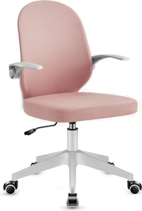 Obrotowe krzesło młodzieżowe Flip, stelaż biały, siedzisko różowe