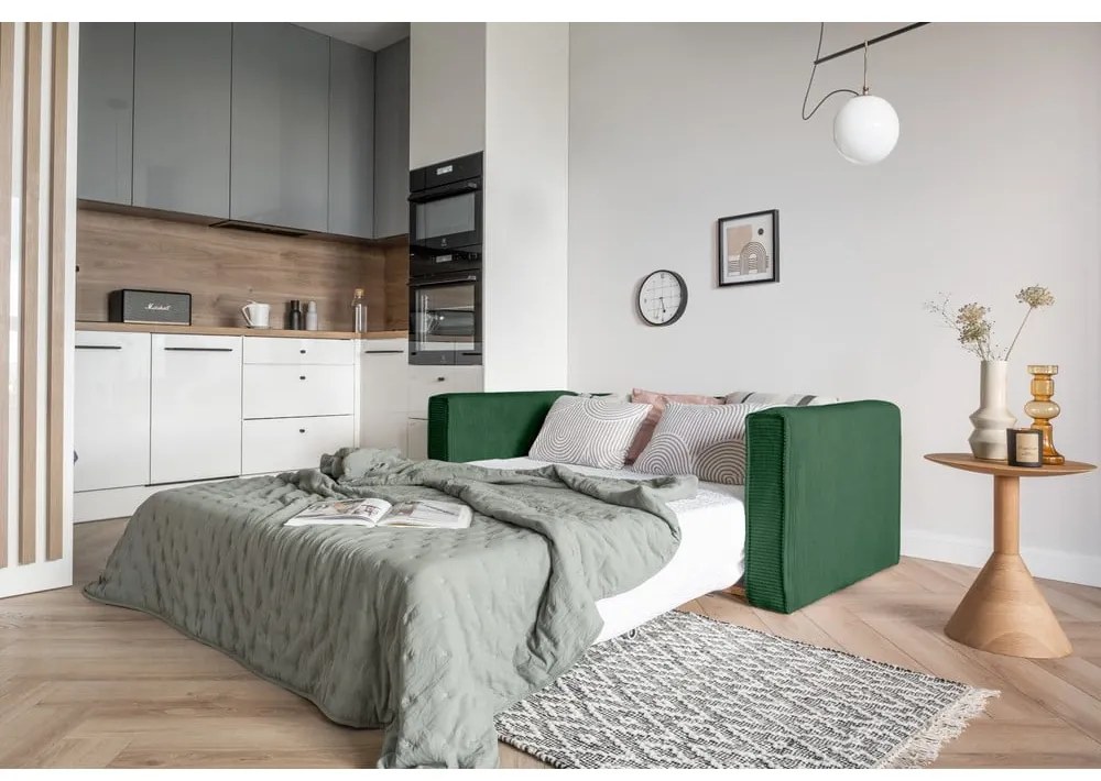 Ciemnozielona rozkładana sofa 168 cm Lucky Lucy – Miuform