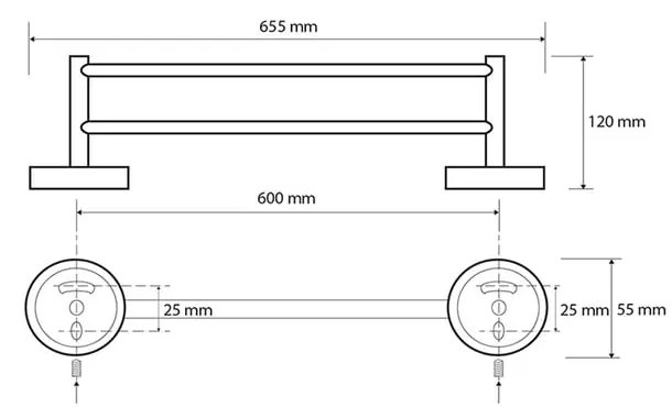 Czarny mosiężny uchwyt na ręczniki Sapho X-Round, szer. 65 cm