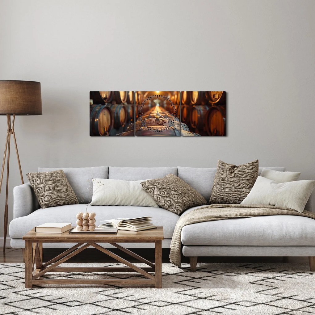 Obraz - Piwniczka na wino (z zegarem) (90x30 cm)