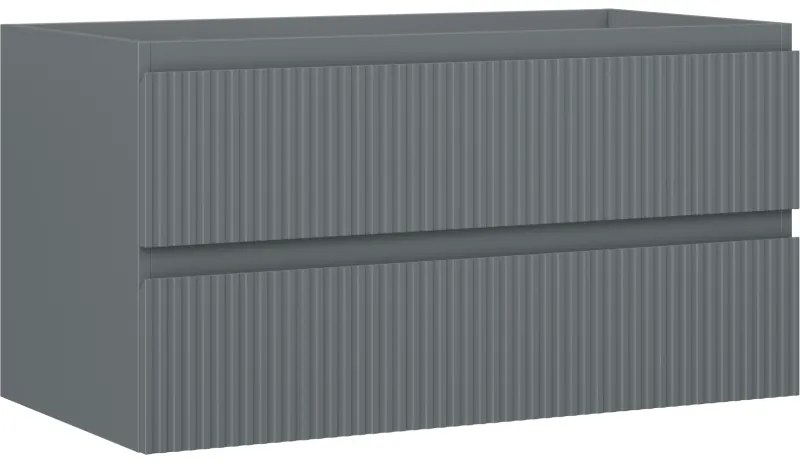Mexen Rivel szafka łazienkowa podumywalkowa 90 cm, 2 szuflady, ryflowana , grafit mat - 91A20-09047-2-BFF66