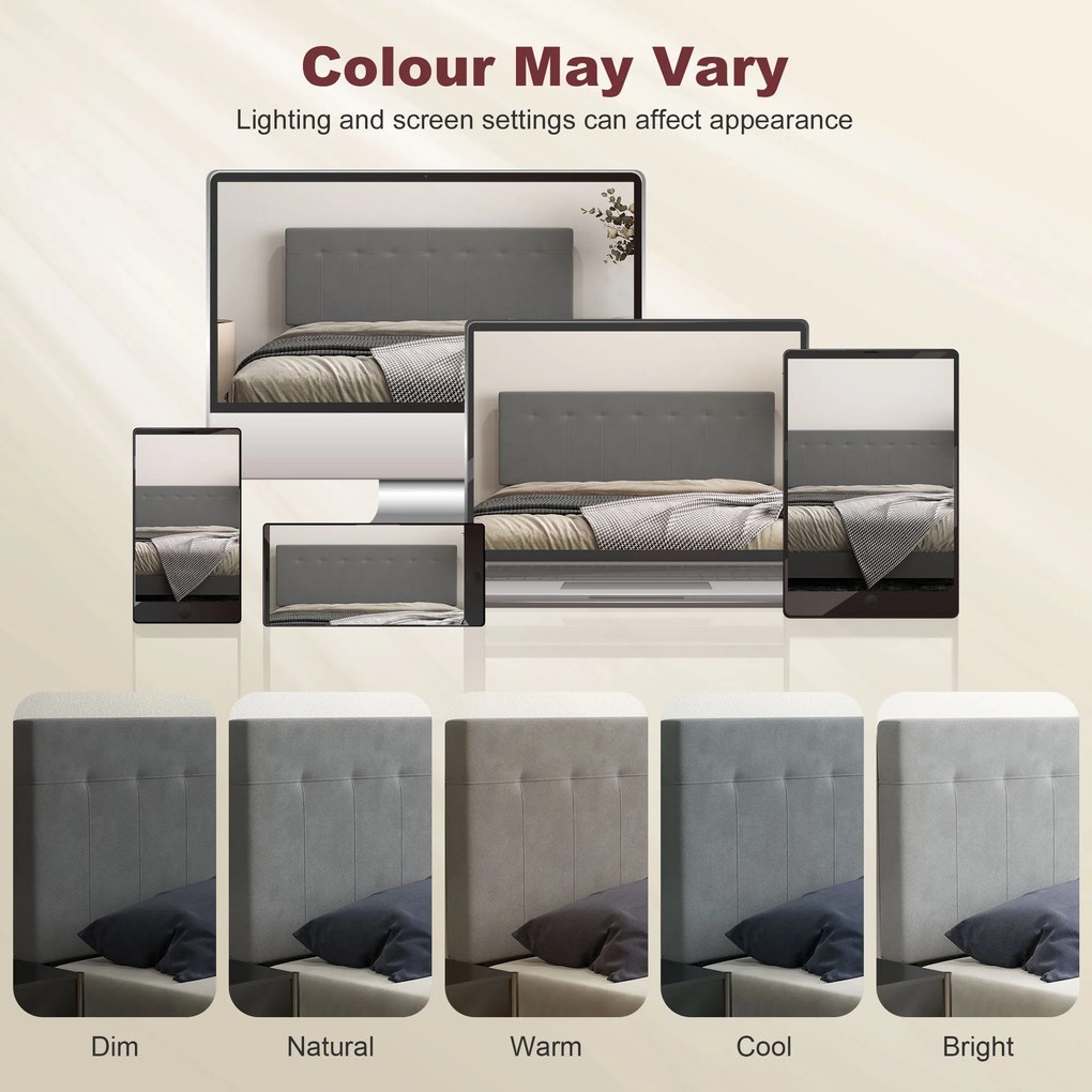 HOMCOM Zagłówek regulacja 3-stopniowa z metalowymi nogami aksamitny styl do sypialni 140x10x106/116/126 cm Szary | Aosom PL