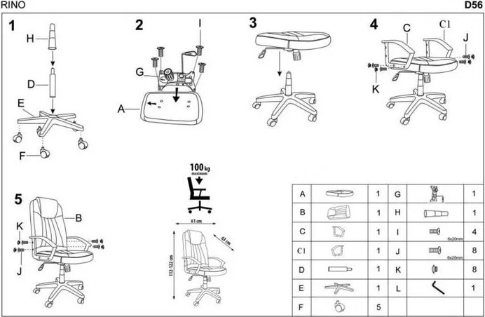 Szare krzesło biurowe Rino