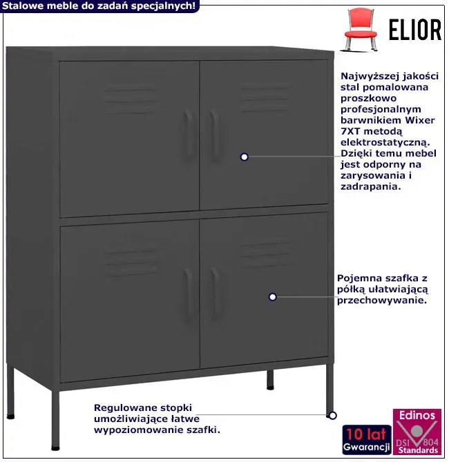 Stalowa szafka gospodarcza na nóżkach do piwnicy antracyt N6-F40