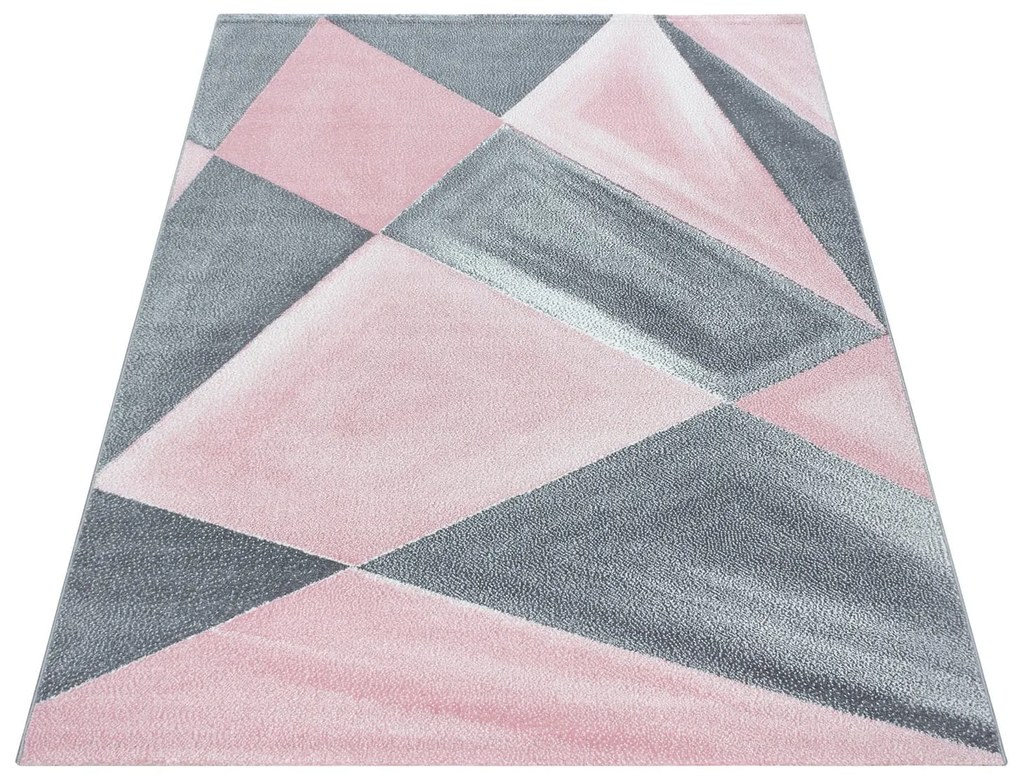 Dywan nowoczesny Beata geometria różowo-szary 140 cm x 200 cm