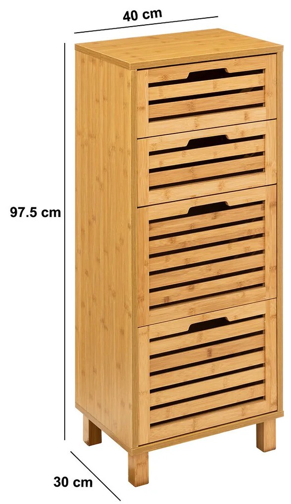 Szafka łazienkowa stojąca wysoka SICELA, z 4 szufladami, 40 x 30 x 97,5 cm