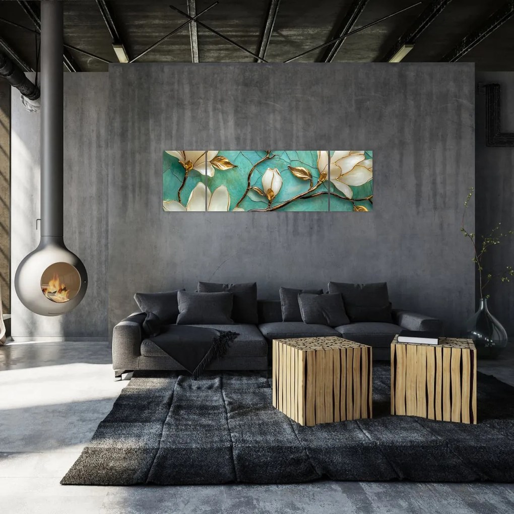 Obraz - 3D magnolie (170x50 cm)